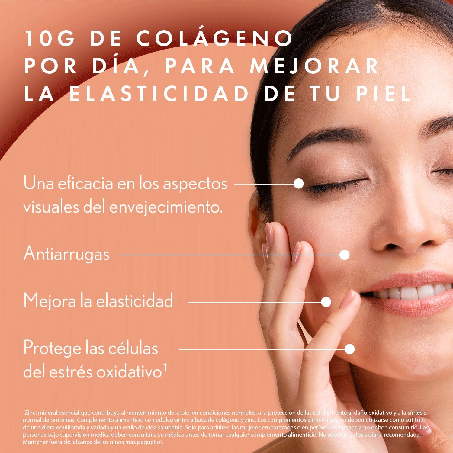 OENOBIOL - DERMA EXPERT COLÁGENO MARINO 10G - Complemento Alimenticio Antienvejecimiento, Antiarrugas y Elasticidad de la Piel, Sabor Naranja-Melocotón, 10 Shots Líquidos