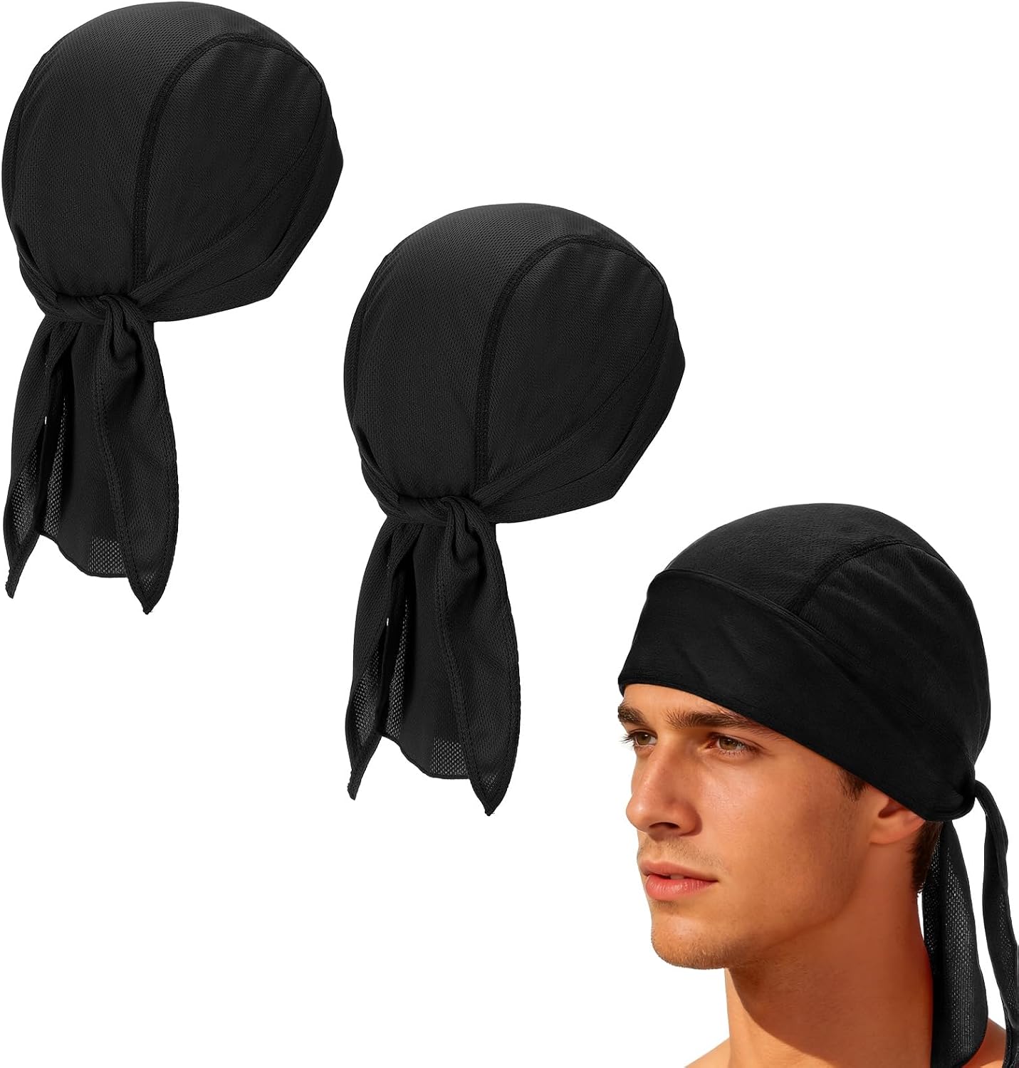 Cooling Do Rags Sweat Wicking Solid Skull Caps Rag Breathable Motorcycle Dew Head Wrap for Men Women