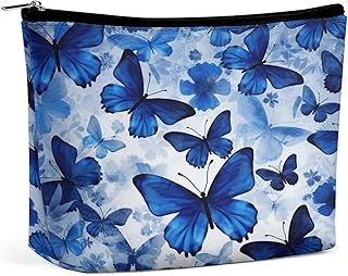 Blue Butterflies Toiletry Bag Portable Large ...