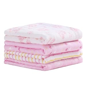 Viviland Baby Muslin Burp Cloths Super Absorbent Washcloths for Baby Girl and Boy 10 x 20 inches 6-Layer