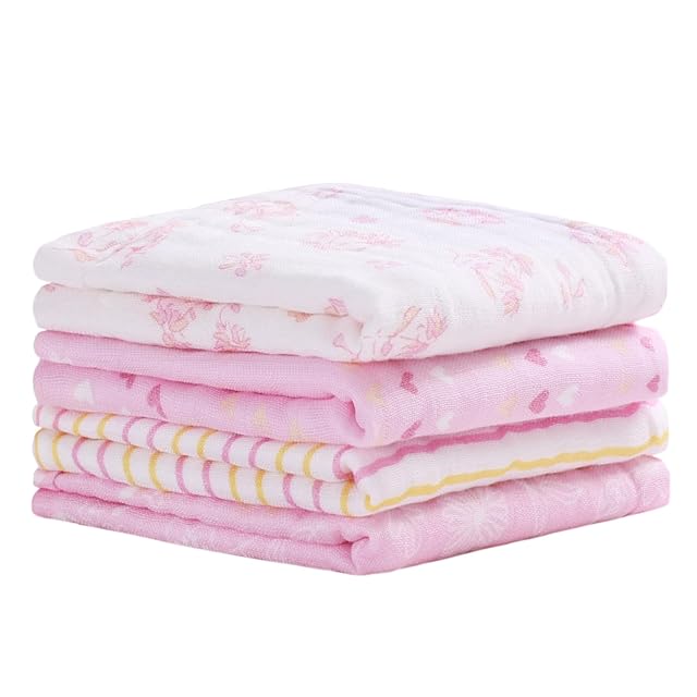 Viviland Baby Muslin Burp Cloths Super Absorbent Washcloths for Baby Girl and Boy 10 x 20 inches 6-Layer