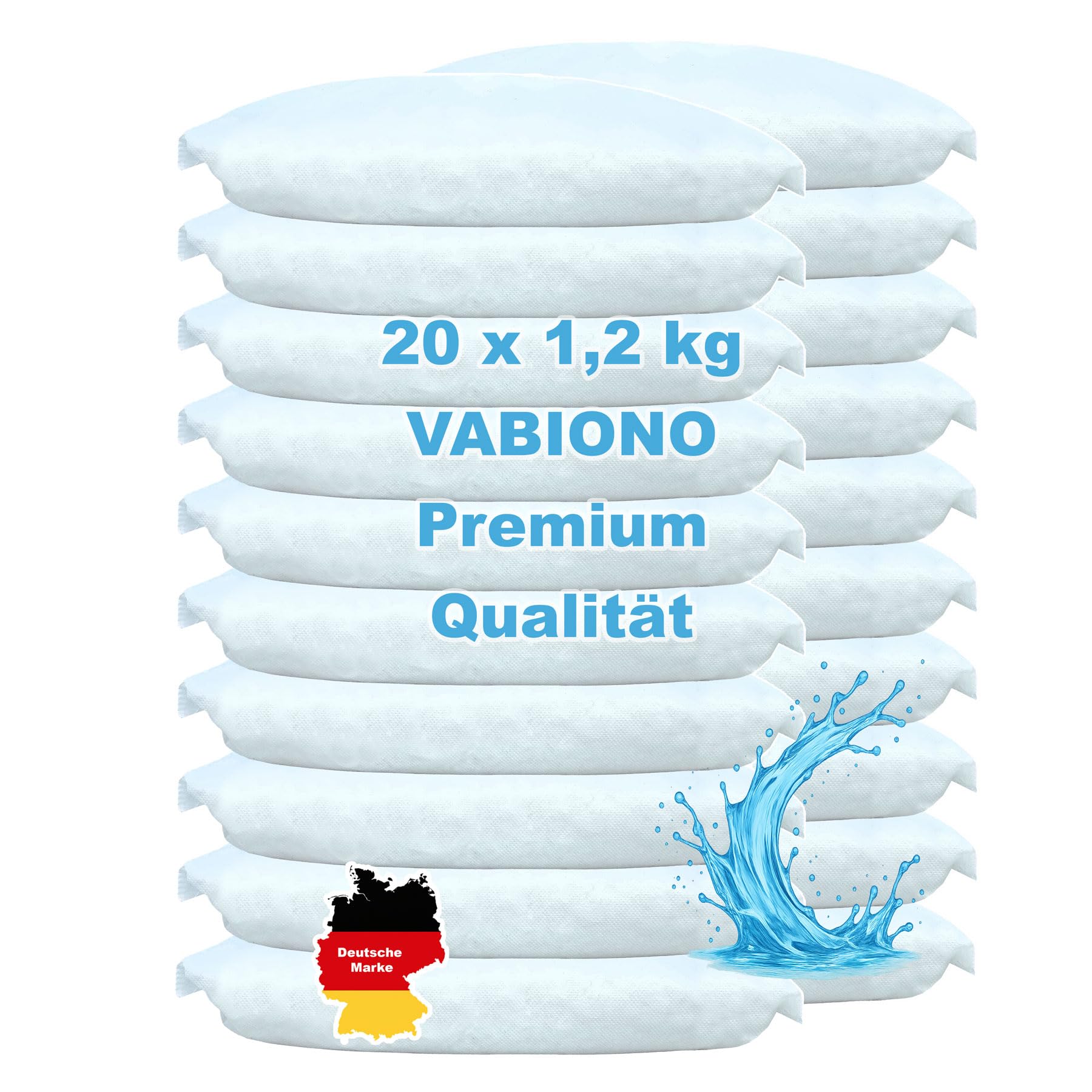 20 Nachfüllpackungen für Raumentfeuchter Luftentfeuchter à 1,2 kg verhindert Schimmel, üble Gerüche, Stockflecken - Calciumchlorid Granulat im Vliesbeutel