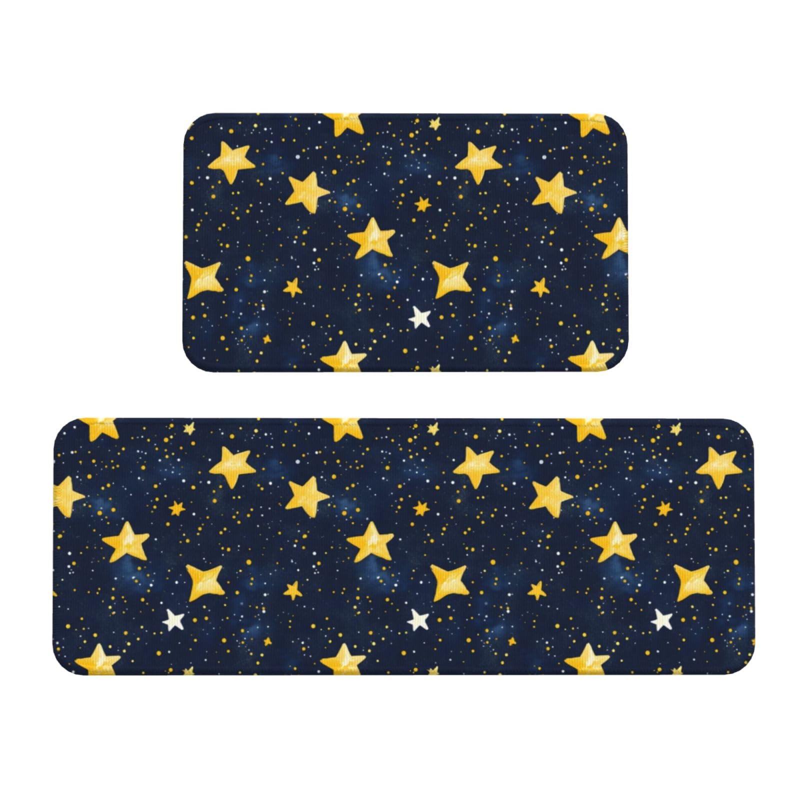 GVYGVY Antifatigue Kitchen Mats for Floor 2 Piece - Stars in The Night Sky Print Kitchen Rugs Washable, Non Slip Runner Rug Standing Mat for Office/Bathroom/Laundry/Home Decor and Accessories