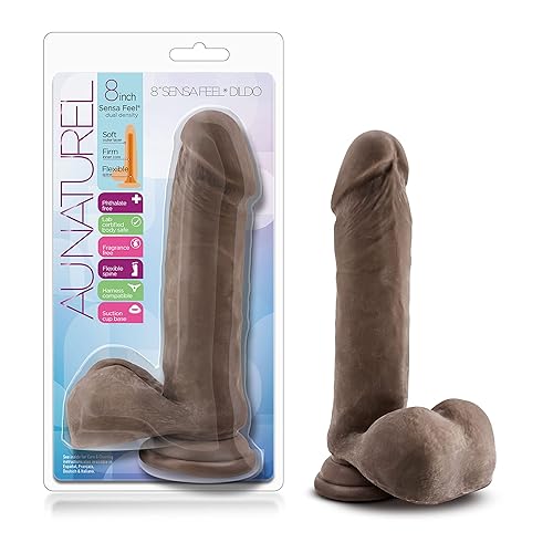 Blush Novelties Adult Sex Toys β Au Naturel Sensa Feel Dual Density Realisitc Dildo β 8 Inch β Body Safe β Flexi Shaft Lifelike Penis, Suction Cup, Harness Compatible β Women, Men, Couples β Chocolate - Chocolate - 8 inches