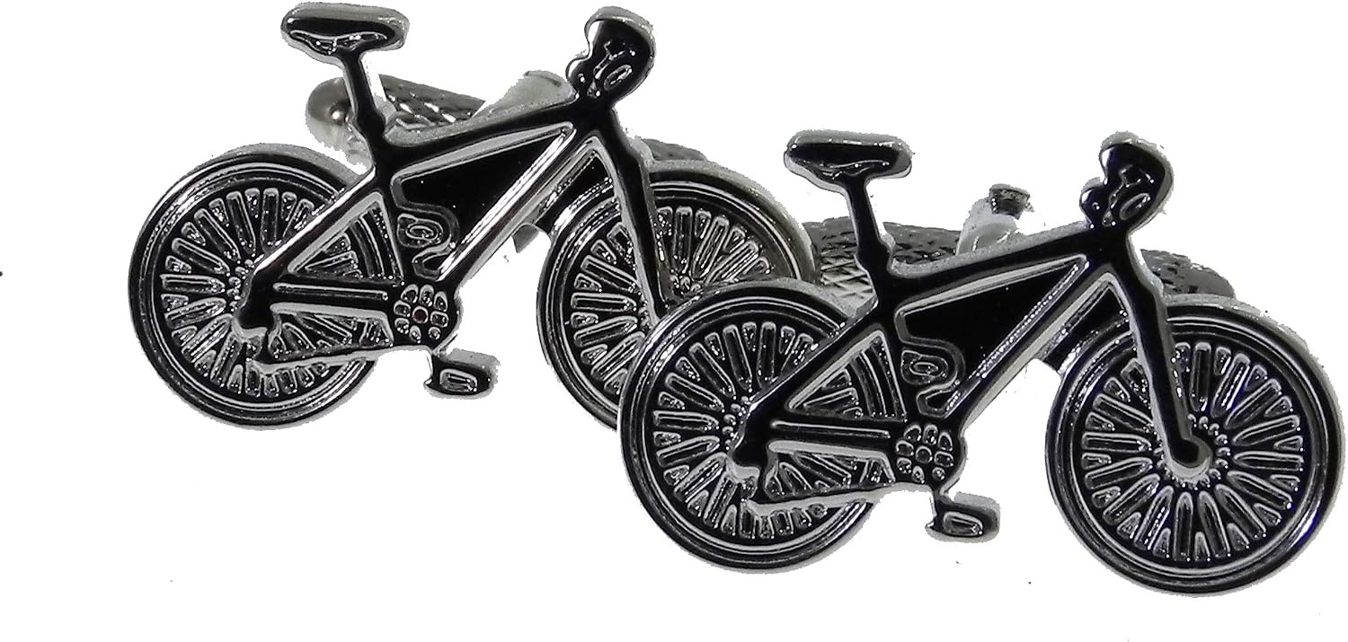 Bike Cufflinks - Rhodium Plated