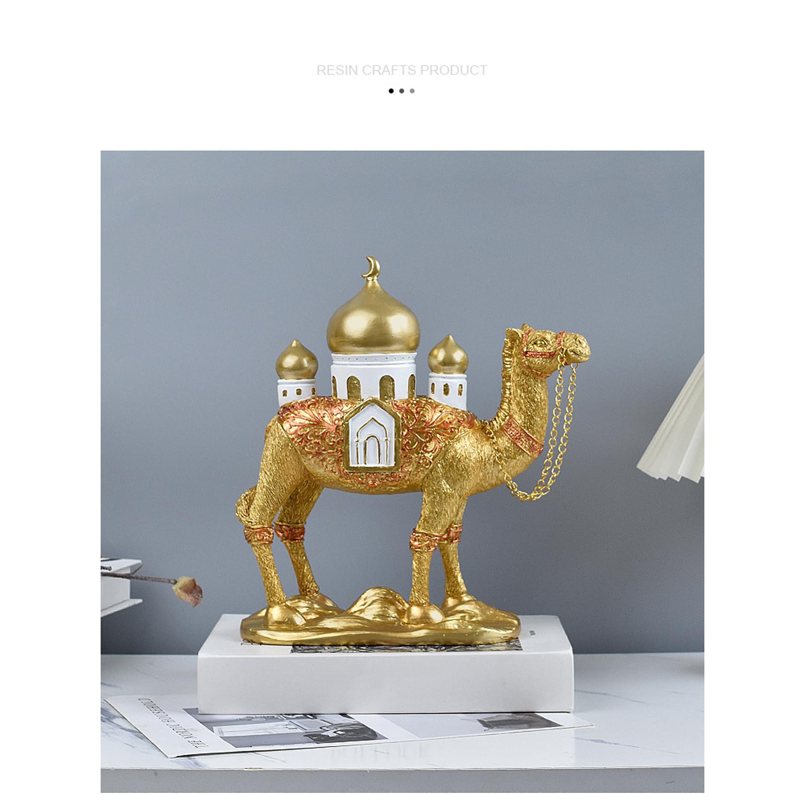 Ramadans Eid Mubaraks Decori Statua cammelli Figurina cammelli con della moschea Ornamento da tavolo Decorazioni per la casa Collezioni Decorazioni per la casa