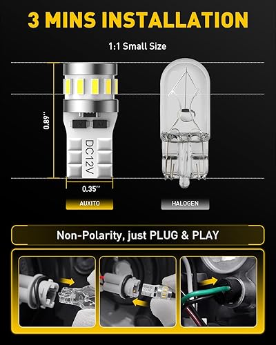 Miniatura 30 de AUXITO 912 921 luz LED de marcha atrás de 1000 lumen de alta potencia 2835 15-SMD, muy brillante y libre de error T15 906 W16W, 6000 K, luz blanca