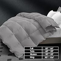 Vista 5 de CYMULA - Edredón de plumón de tamaño completo, para todas las estaciones, color gris oscuro, con 8 lengüetas, ligero, con costuras en caja, mullido