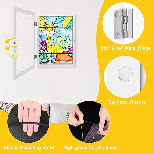 Miniatura 5 de RchSLK Marcos de arte para niños, intercambiables de 8.5 x 11 pulgadas, apertura frontal, marcos de proyectos de arte para niños, marco de