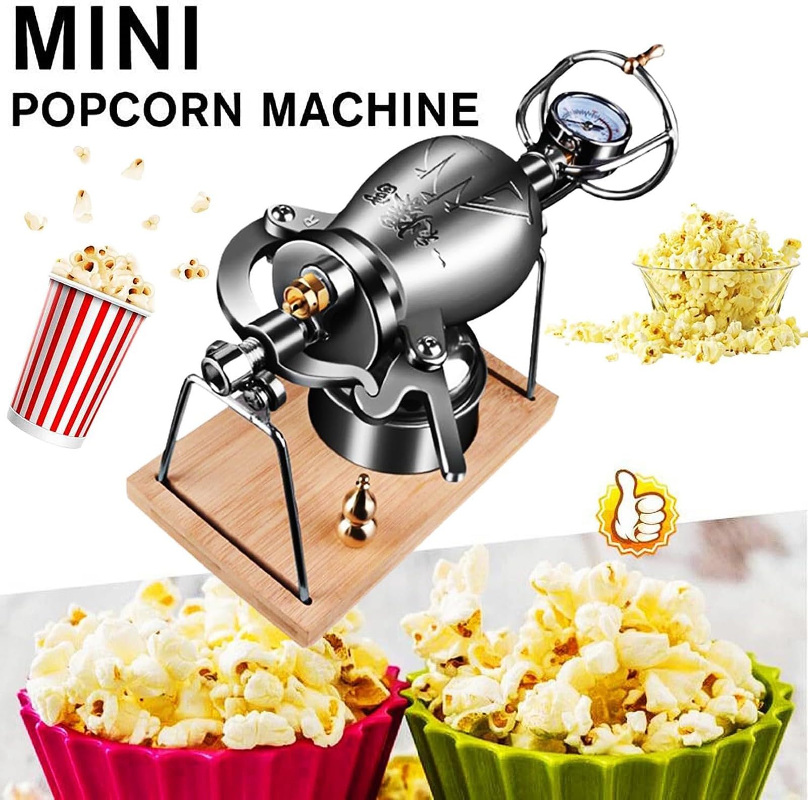 Use Mini Popcorn Machine Diy Popcorn Cart Making Popcorn With An Electric Popper At Home Stock