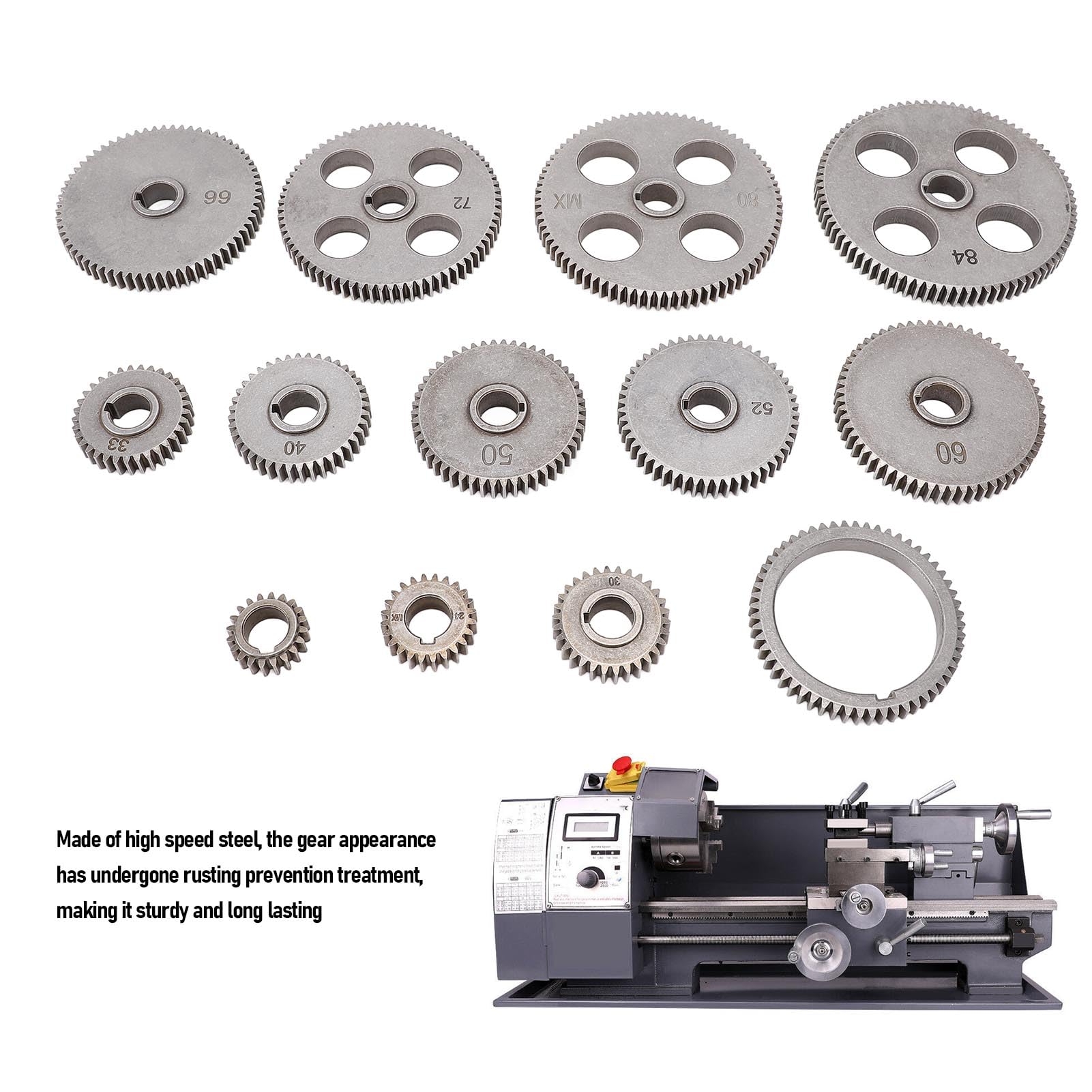 Luocute Juego de Engranajes de Metal, Mini Torno de Metal Engranajes de Máquina de Torno Kit de Piezas de Repuesto de Intercambio para Mx 210 Wm 210 8x16 220x400 220x600 220x750