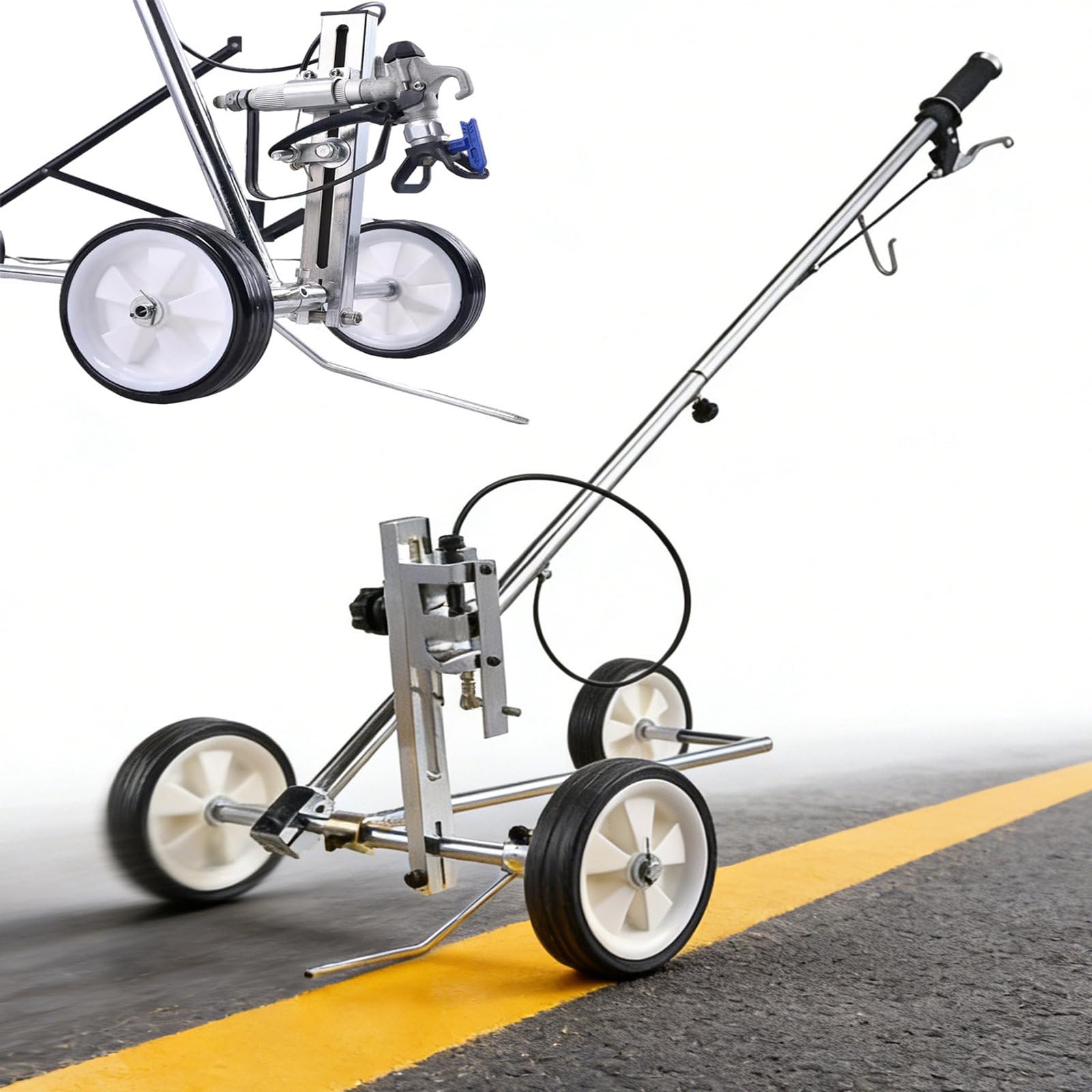 GTHTUHFD Hand Push Parking Lot Striping Machine, Wheel Transfer Line Marking Tool For Pavement, Grass, Factory, Works With Any Airless Sprayer
