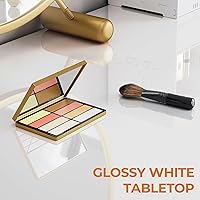 Vista 5 de GreenForest Vanity Desk with 2 Drawers,47 inch White Desk with Glossy Desktop Easy Clean,Makeup Dressing Table with Metal Gold Legs for Home Office