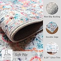 Vista 3 de Vintage Bohemian Entry Rug, 2x3 Small Entryway Rug Boho Kitchen Rugs Non-Slip Washable Indoor Door Mat, Distressed Floral Soft Accent Throw Rugs for