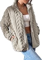 Dokotoo Women's 2025 Winter Fleece Jacket: Super Soft Zipper Stand Collar Coat with Pockets