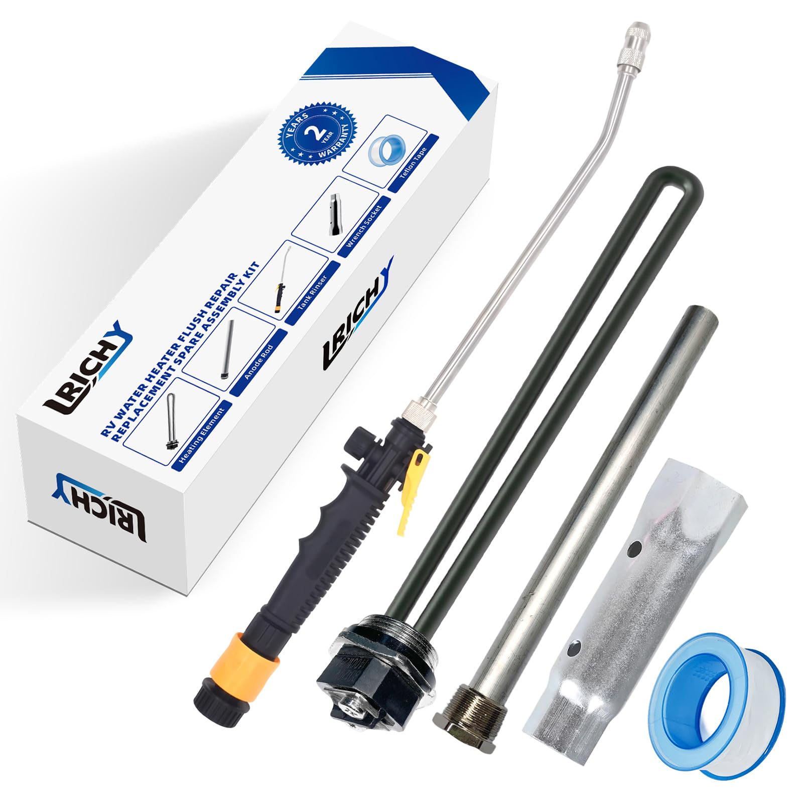 5 IN 1 RV Water Heater Anode Rod &amp; Element &amp; Flush Wand Repair Kit