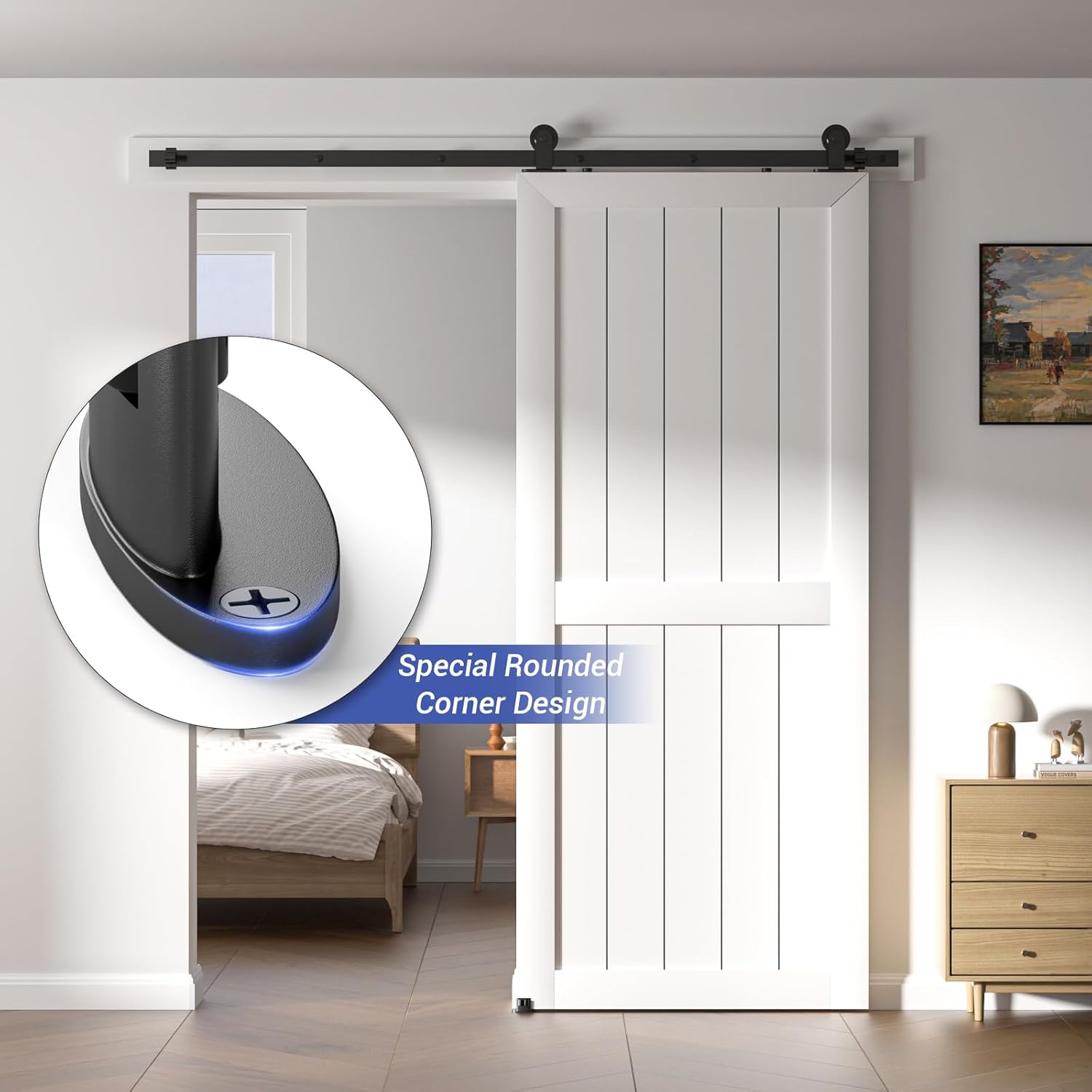 Sliding Barn Door Floor Guide for Bottom,Adjustable Wall Mounted Barn Door Guide,Flexible Double Wheel Design 4PCS,Hight 1-1/2"