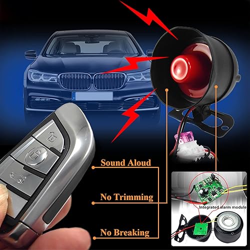 Miniatura 37 de Alarma de sirena de bocina de coche para coche de 12 V CC, sistema de protección de seguridad de alarma de coche universal con 2 controles remotos