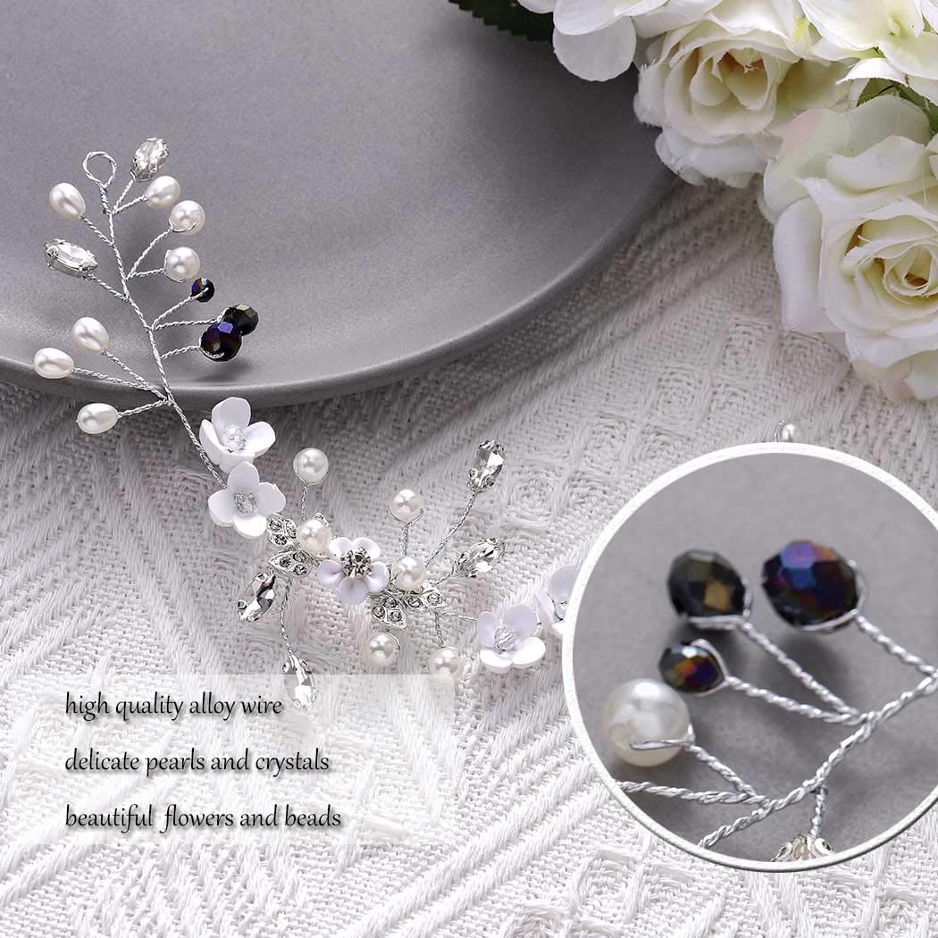 Cerchietto Sposa Con Perle E Cristalli – Vite Per Capelli Argentea Accessorio Da Sposa Per Donne E Ragazze - 2