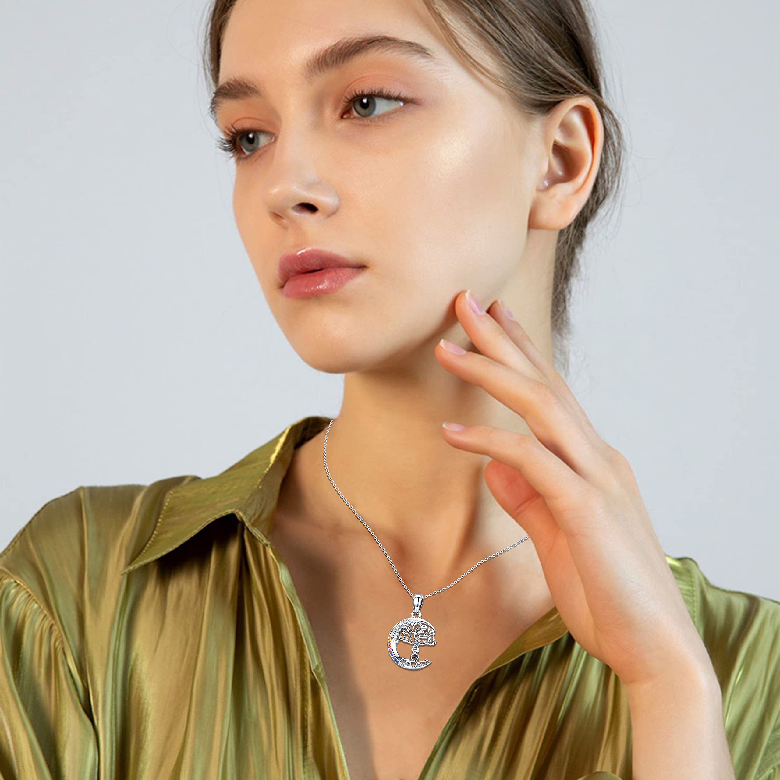Collana albero della vita per donna, collana Cristallo albero della vita in argento sterling 925, regali gioielli ciondolo albero genealogico per donna madre