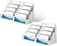 Vista 8 de zavekia Paquete de 4 tarjetas de visita, 8 bolsillos acrílicos para escritorio