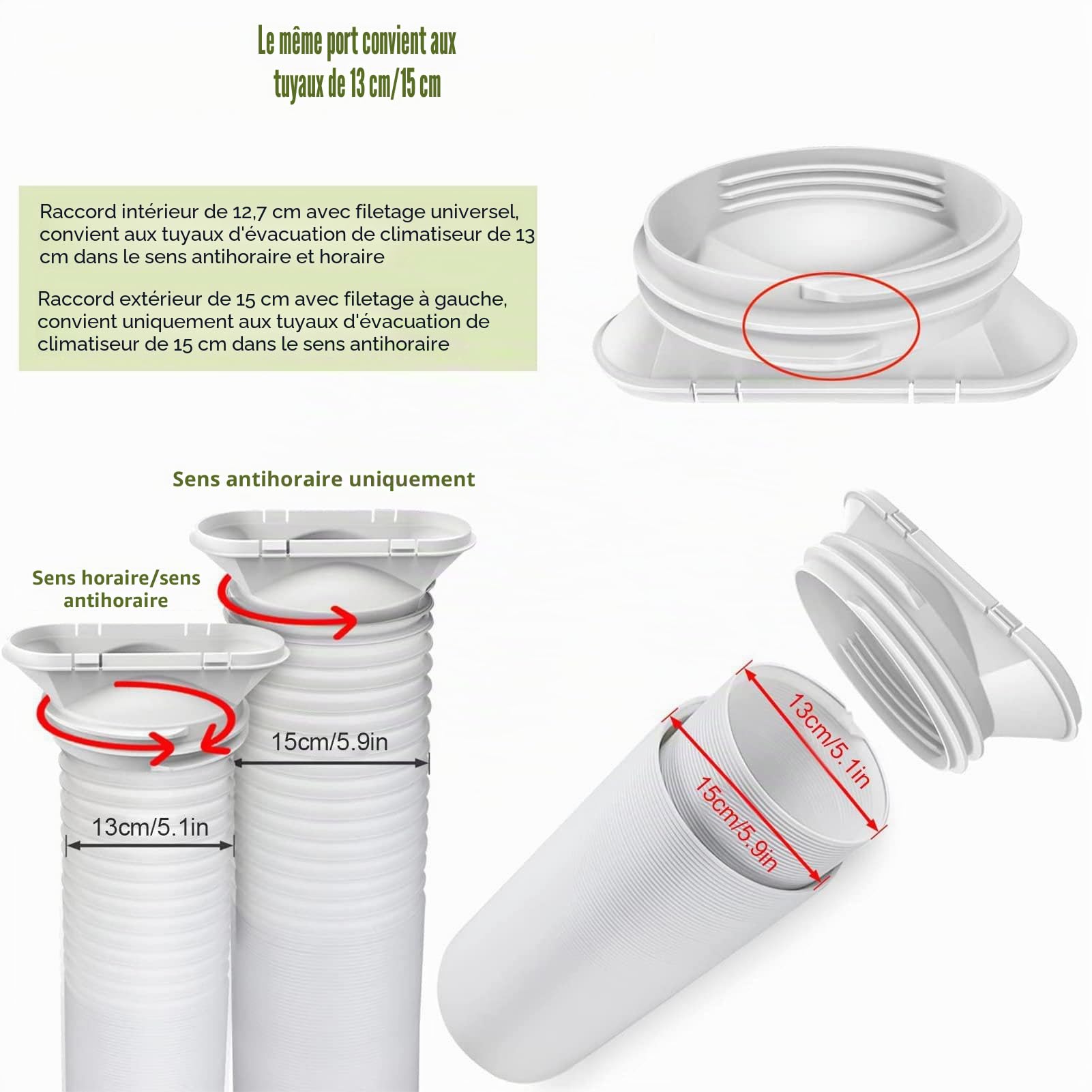 Joint de fenêtre de climatisation pour volets roulants - Adaptateur de tuyau d'évacuation - Joint de fenêtre - Kit de rechange - Tuyau d'évacuation d'air - Adaptateur de tuyau d'évacuation - 4