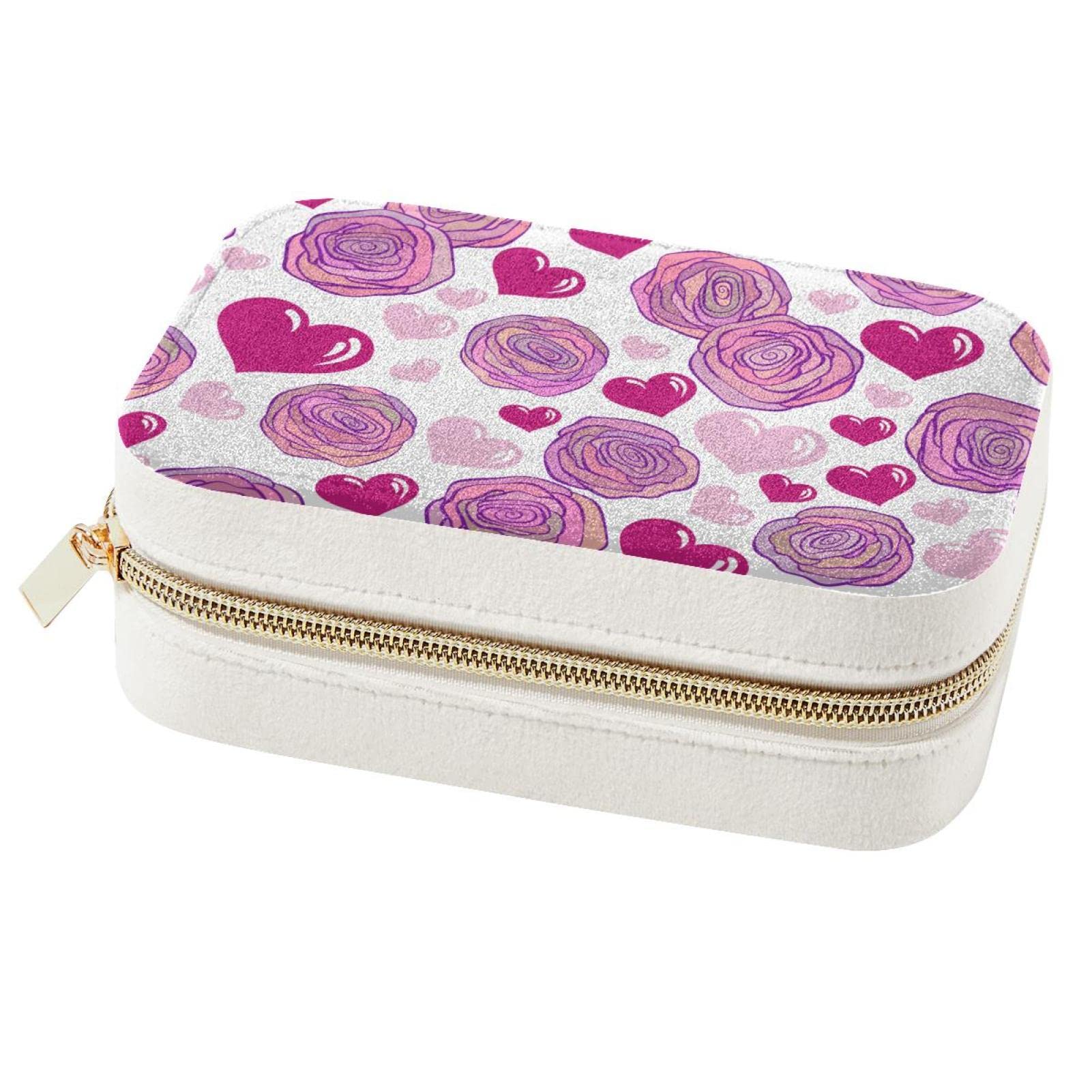 Boîte à bijoux portable haut de gamme en forme de rose au fini velours