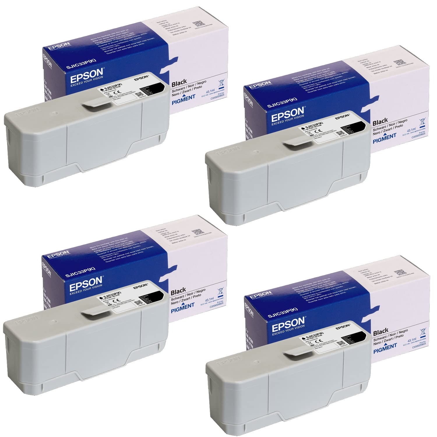 70 Bobines de Papier et 4 Cartouches d'encre Noir pour Imprimante Epson TM-J7200/TM-J7700