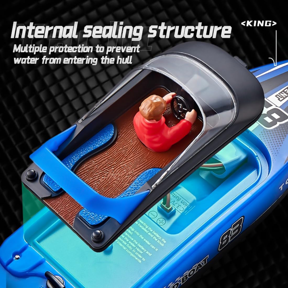 HJ821 - Lancha rápida a control remoto para adultos, 2.4 GHz de doble hélice de alta velocidad RC lancha de carreras con luces, modelo de embarcación eléctrica para piscina, lago