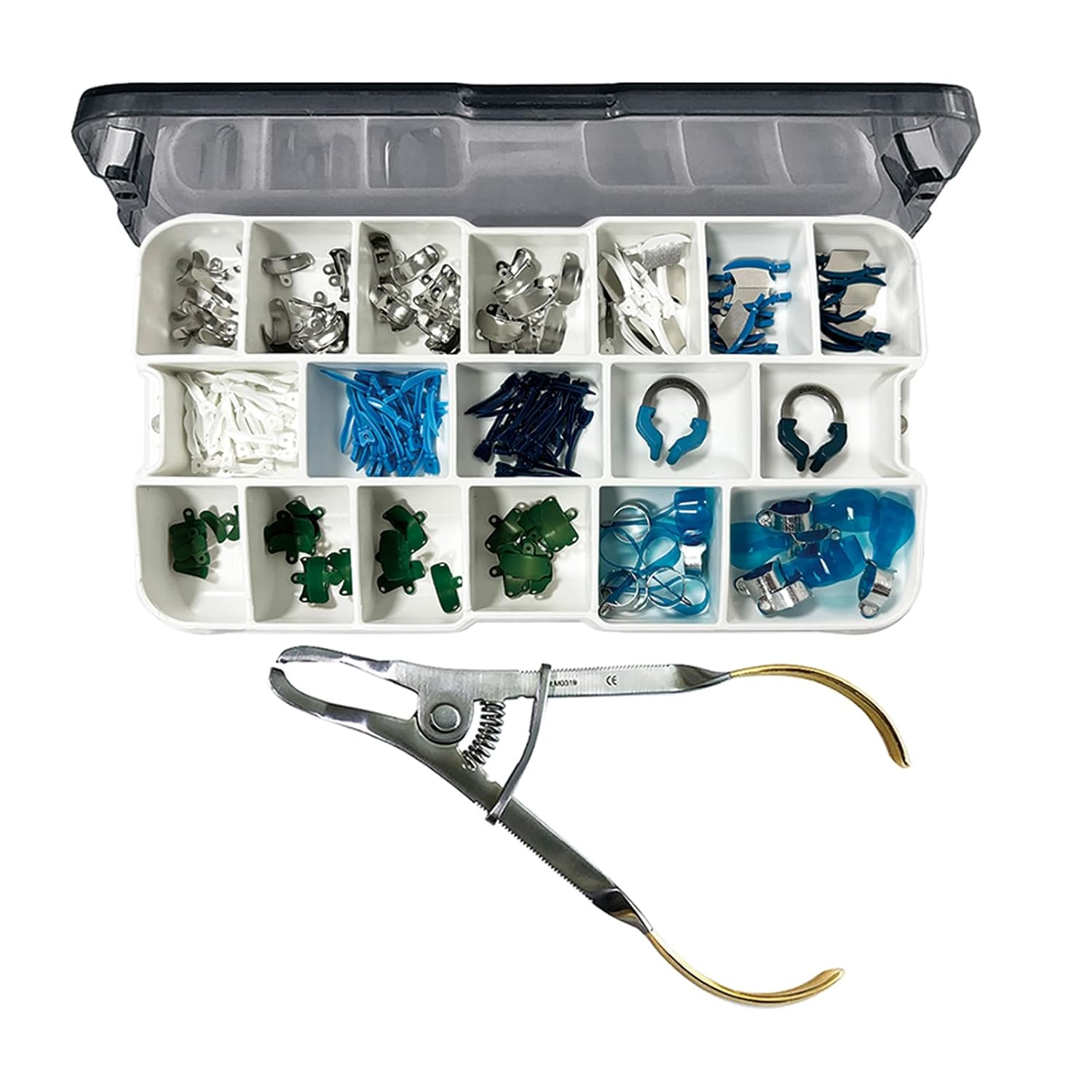 Dental Sectional Matrix System Complete, C3 Kit with Forceps Dental Sectional Matrices Matrix, R6 Nickel Titanium Dental Clamp Clip Ring, Autoclavable Dentistry Tools