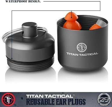 Eyes + Ear Protection Kit w/ 29NRR Reusable Shooting Ear Plugs + Mil-Spec Clear Range Ballistic Glasses for Normal + Small Ear Canals