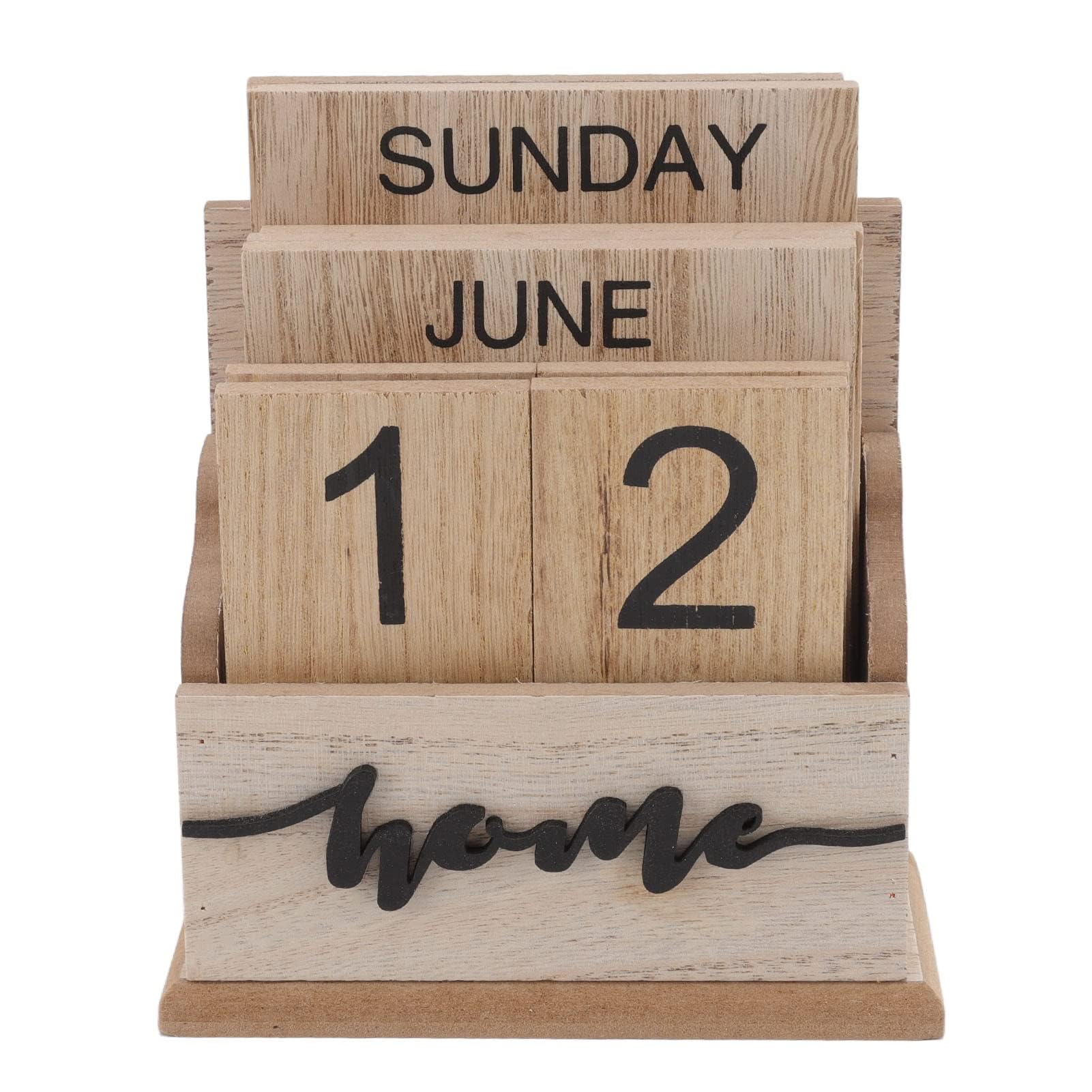Calendario da Tavolo Perpetuo in Legno Calendario Perpetuo retrò Blocco in Legno Massello Classico Bellissimo Calendario da Tavolo Vintage Natività Antica Avvento