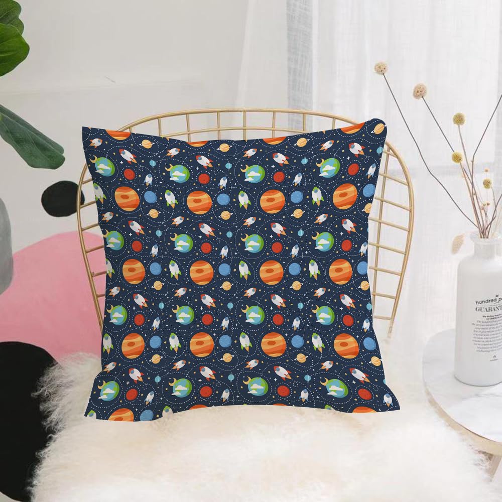 Hyosxw Seamless Children Cartoon Space Pattern With - A8 Cushion Cover,Throw Pillow Case Home Decorative For Living Room Bedroom Sofa Chair 18X18 Inch,Seamless Children Cartoon Space Pattern With Rockets Planets Stars And Universe,Pillowcase 45X45cm