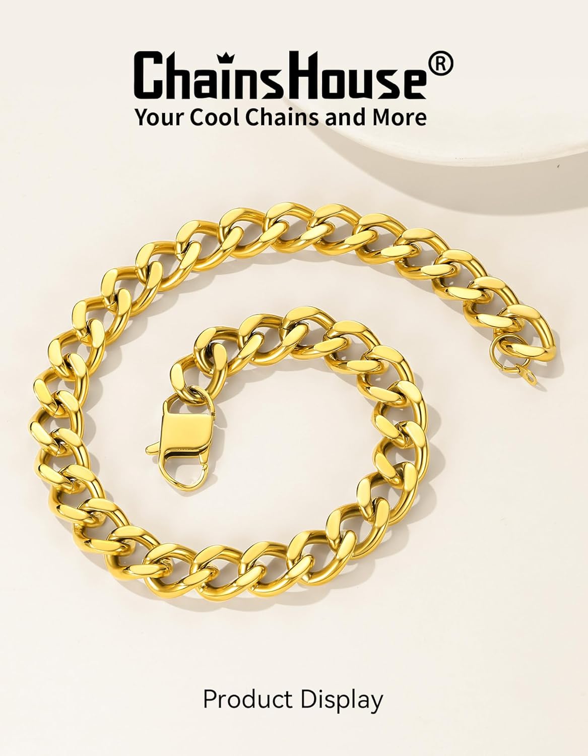 ChainsHouse Cuban Link Chain for Women Chunky Gold Necklace Stainless Steel/Gold Plated Choker Necklaces for Women, 12/16/20 mm Width Thick Chain Choker Punk Hip-Hop Jewelry,18-20" - Image 3