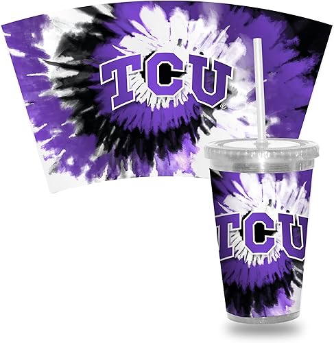 Miniatura 44 de Rico Industries NCAA Sports Team - Vaso transparente de 16 onzas con pajilla, vaso de viaje del color del equipo para fanáticos de los deportes