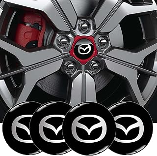 Hubcaps 56mm Wheel Center Hub Cap Stickers with Car Logo (Compatible with Mazda)
