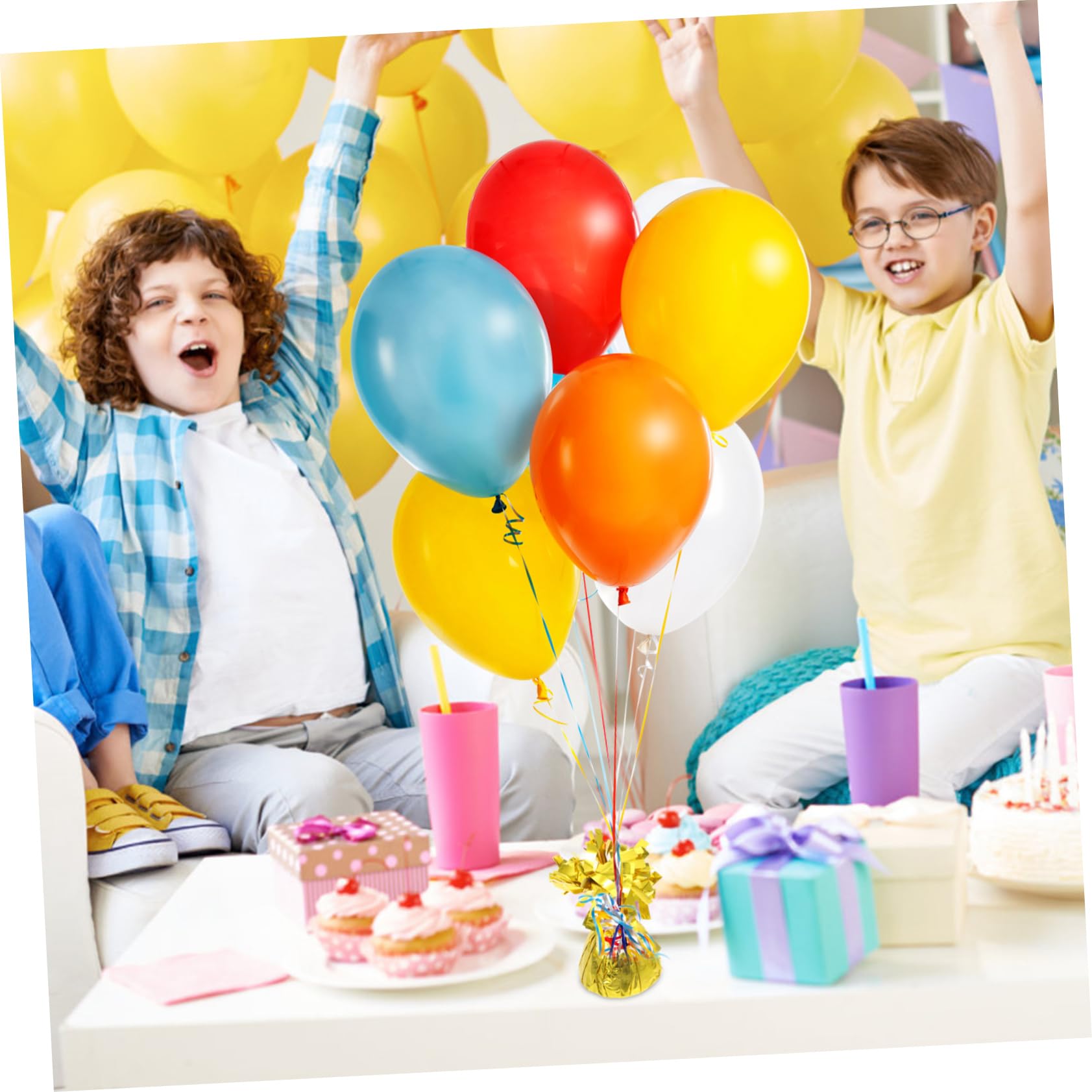 Pesi per Palloncini a Blocco Oro in Foglio Alluminio 5 Pezzi | Palloncini e Palloncini di Elio, per Feste e Compleanni, Controllo Dell’altezza, Riutilizzabili