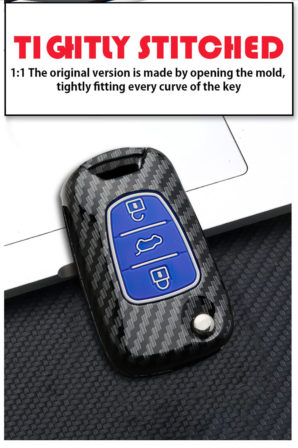 KUNIO Custodia Portachiavi In TPU Per Chiave Auto 3 Pulsanti, Compatibile Hyundai I20 I30 I35 IX20 Accent E Kia Picanto Sportage, Nero - 4