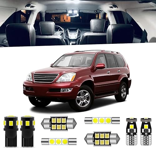 Paquete de 18 luces LED GX470 para interiores compatibles con Lexus GX470 2003 2004 2005 2006 2007 2008 2009 blanco 6000K paquete de iluminación LED