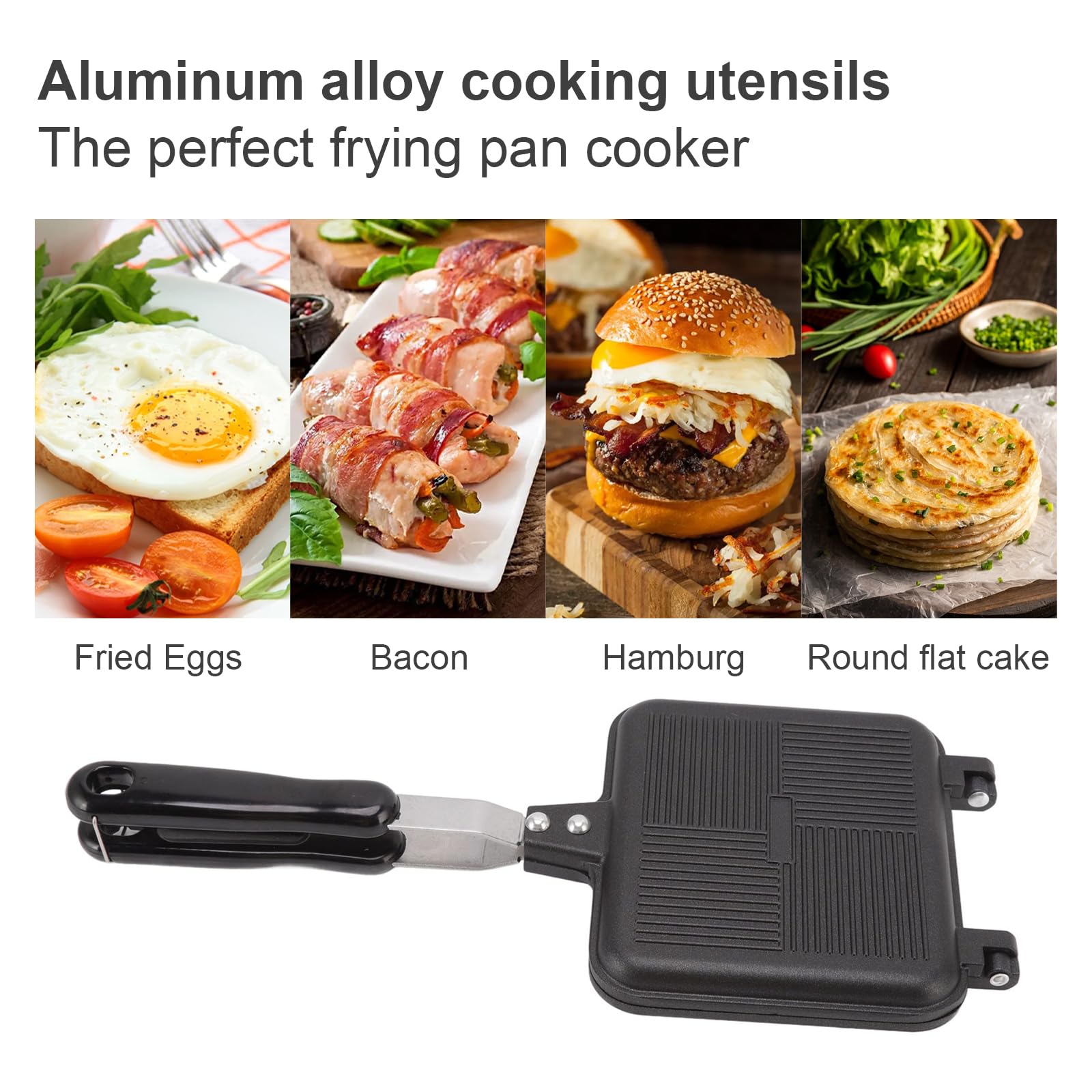 Doppelseitiger Bratpfanne Quadratische,Antihaft Pfanne Doppelseitig Mit Anti Verbrühungsgriffen,Ungemustert Aluminium Toastpfanne für Toaster Frühstück Camping