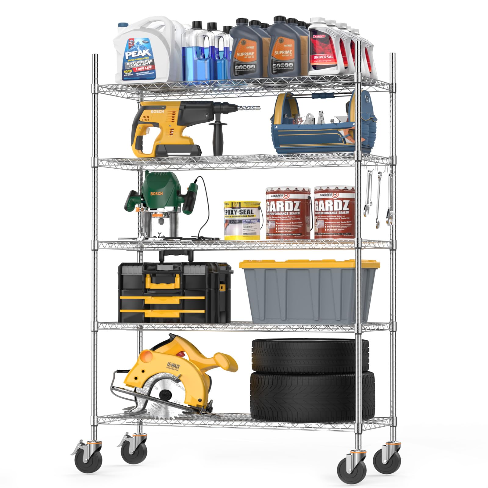 Luxspire Wire Shelving with Wheels, 3000LB Heavy Duty CommercialGrade Adjustable Storage