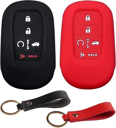 Miniatura 1 de Funda de goma de silicona para llavero, 5 botones de entrada remota sin llave, funda protectora compatible con Accord Civic HR-V CR-V Pilot Sport SI