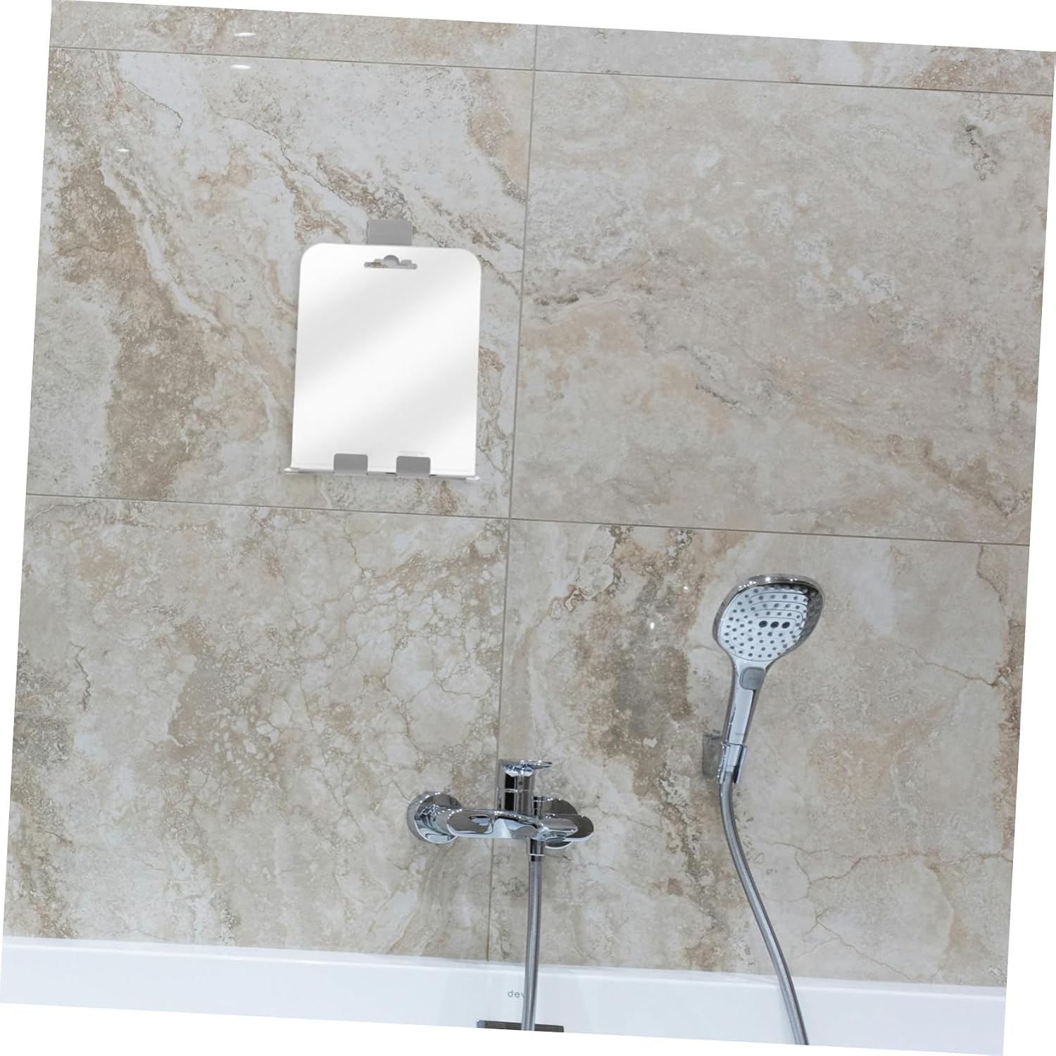 Fog Shower Mirror Shelf Shaving Makeup Mirror Wall-Mounted Stainless Steel Hooks for Men Women Fogless Technology