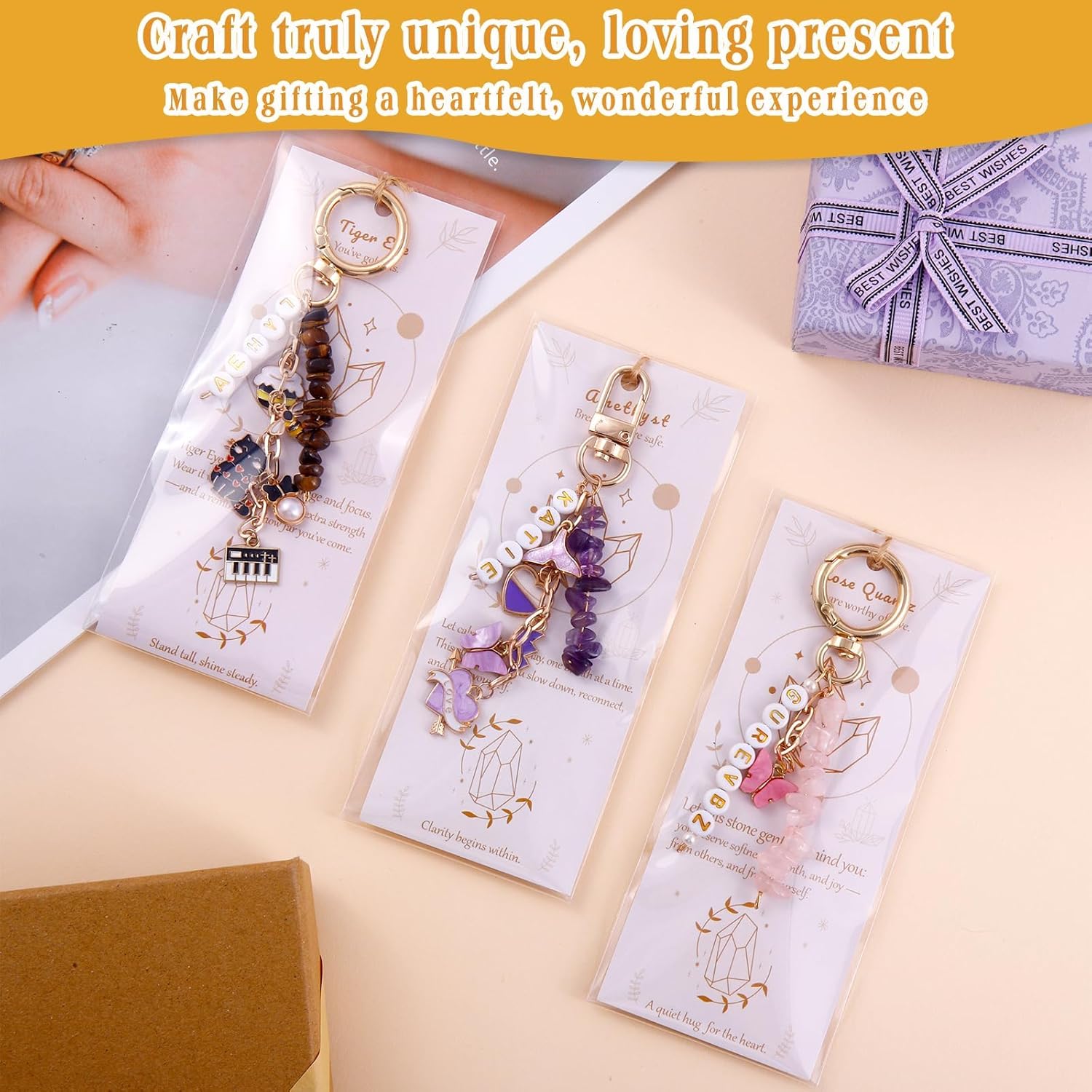 TOHONGADON 674 Pcs Lip Gloss Charms, Keychain Making Kit, Bag Charm Kit with 3 Kinds of Crystal Stones, 322 Charms, 12 Keychain Clips, Key Ring Jewelry Plier, Extender Chain for DIY Crafting - Image 6