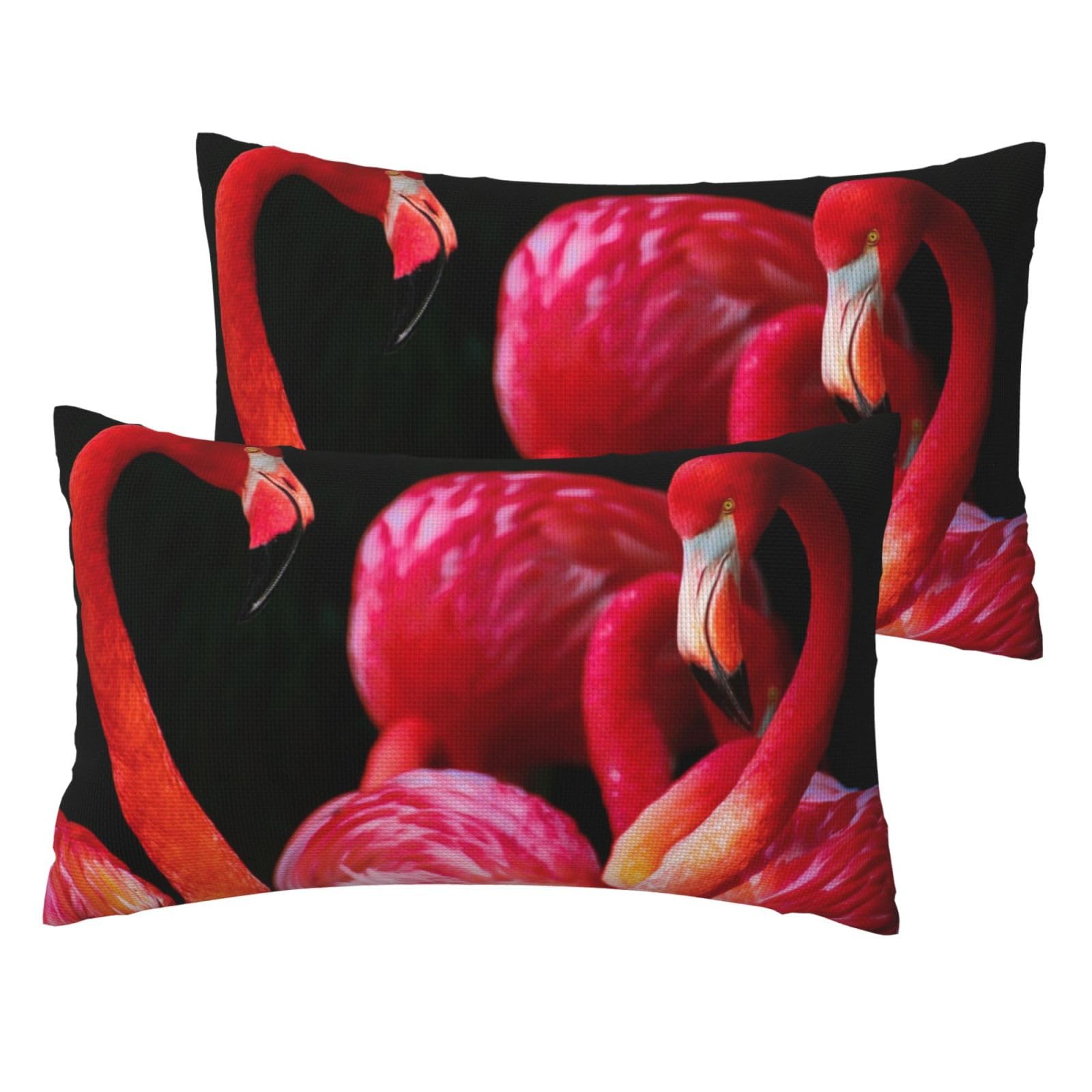 Housse de coussin flamants roses imitation lin lot de 2 chic