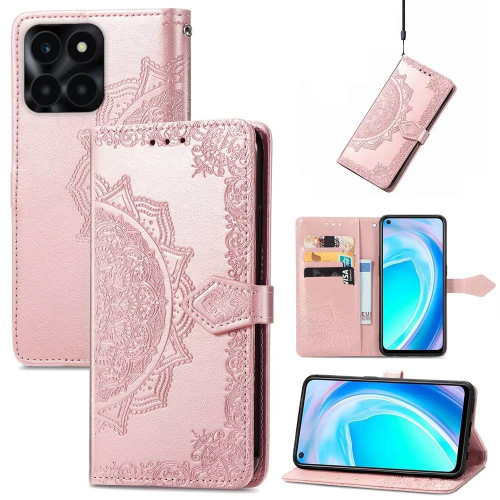 SEAHAI Cover per Honor X6a, Custodia Protettiva Ultra Sottile ed Elegante in Silicone TPU Trasparente, Bello Fiori Colorful Cover Antiurto Case