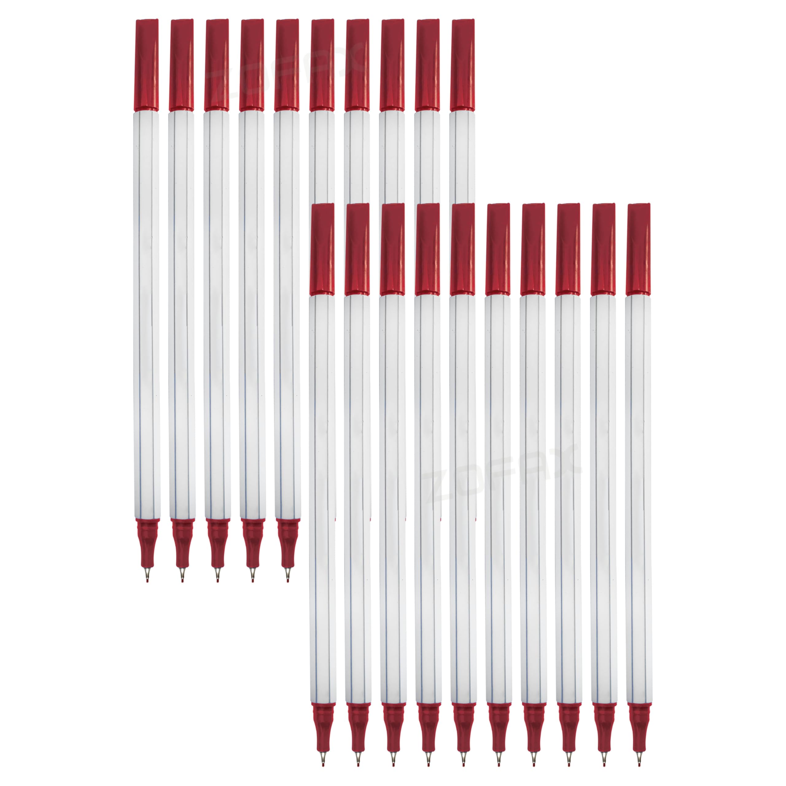 SAINO Fineliner Pens, 0.3mm Fine Point, RED, Pack of 20, xFineStic3MM Fineliner for Writing Drawing Sketching Colouring Handwriting Illustrations