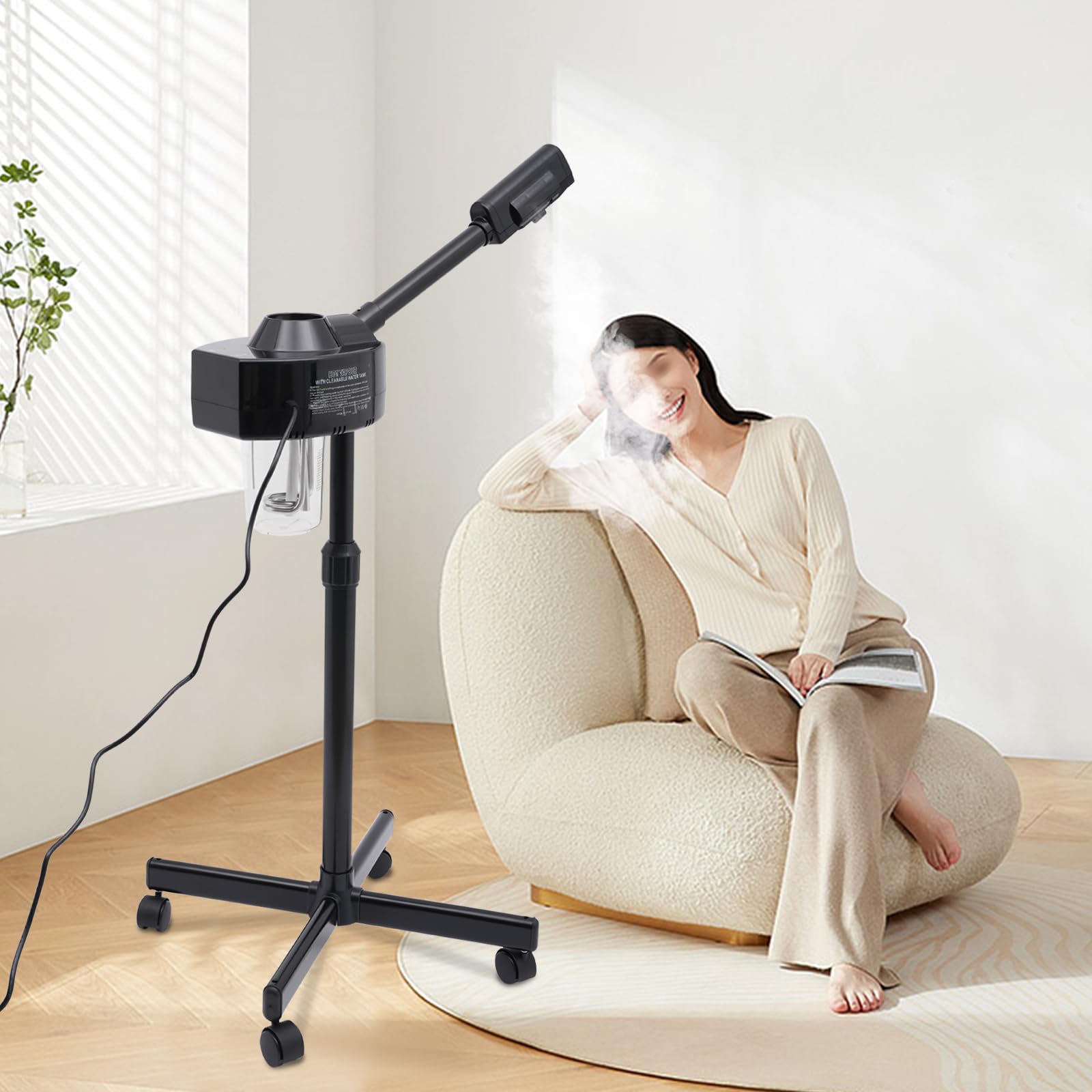 MINRS Vaporizzatore per il viso, per sauna facciale, vaporizzatore, con ugello girevole a 360 gradi, per la pulizia profonda del viso, 800 W