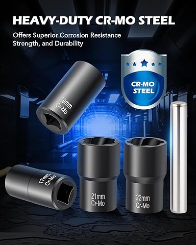 Miniatura 5 de Orion Motor Tech Juego de herramientas de dados giratorios, juego de 5 piezas de extractor de tuercas y pernos de 12 pulgada, kit de herramientas