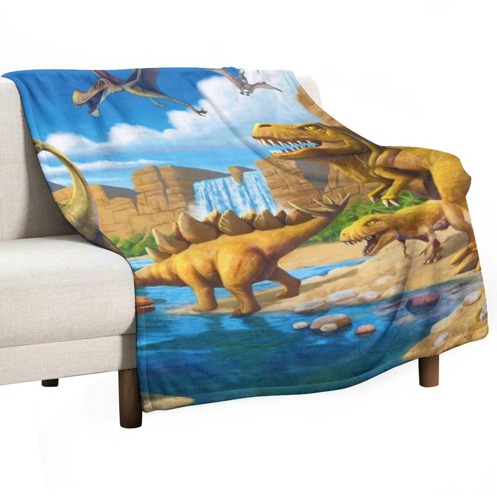 MHYRAC Flannel Blanket, Dinosaur Carnivoros Throw Blanket for Couch Sofa Bed Office, Soft And Comfortable Without Pilling